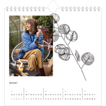 Fotokalender Kvadratisk — Blommateckningar