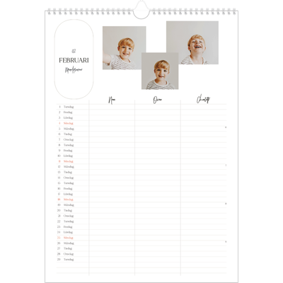 A3 Familjeplanerare — Planeraren - Familj på 3 [Februari]