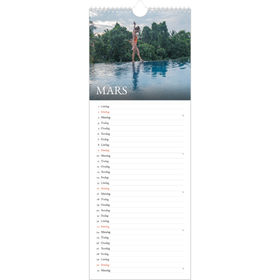 Fotokalender Smal  — Enkel serif-teckensnitt [Mars]