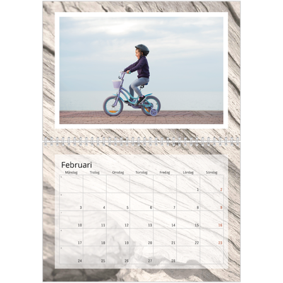 Fotokalender A3 Klassisk (30 x 40 cm) — Bakgrund i bark [Februari]