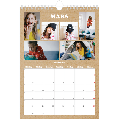 Fotokalender A4 Enkel (20 x 30 cm) — Magasinstil [Mars]