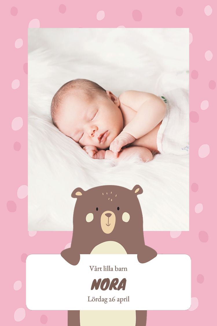 Inbjudningar — babybjörn - rosa