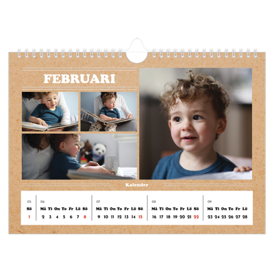 Fotokalender A4 Enkel — Magasinstil [Februari]