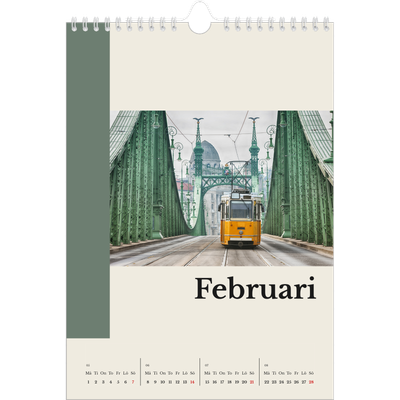 Fotokalender A4 Enkel (20 x 30 cm) — Världens sevärdheter [Februari]