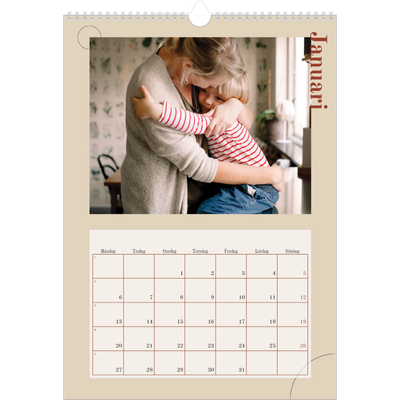 A3 Årskalender — Asymmetrisk text [Januari]