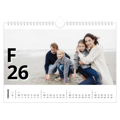 Fotokalender A4 Enkel — Bokstäver och tal [Februari]