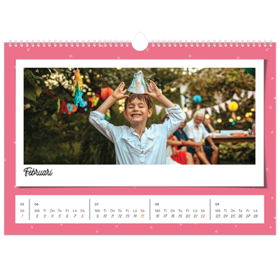 Fotokalender A3 Enkel — Färgglada retro bilder [Februari]