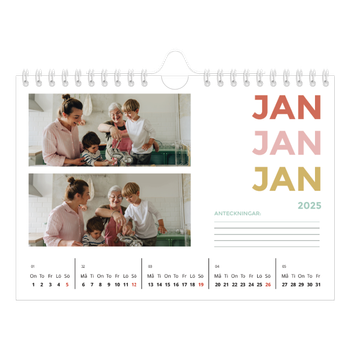 Fotokalender A5 Enkel — Färgglada typsnitt
