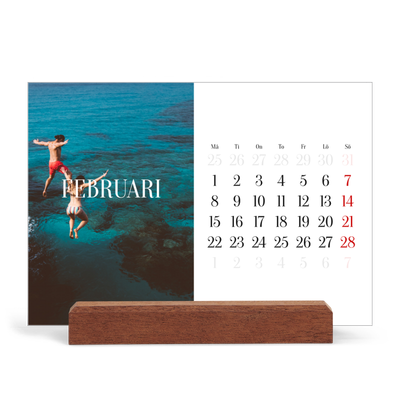 Skrivbordskalender med träställ - Liggande  — Oändlig flykt [Februari]