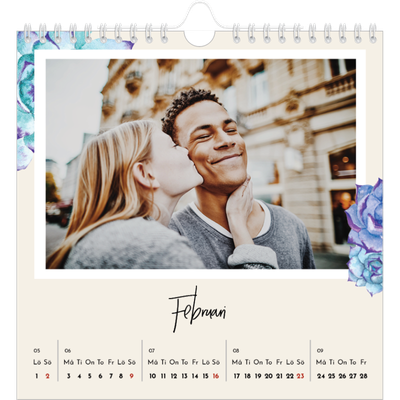 Årskalender kvadratisk — Målade blommor [Februari]