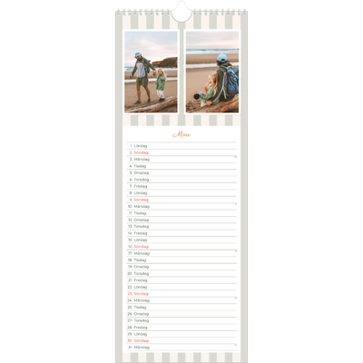 Fotokalender Smal  — Skrift och ränder [Mars]