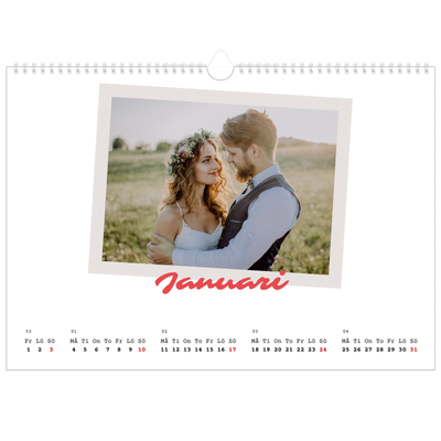 Fotokalender A3 Enkel — Signerad i karmosin [Januari]