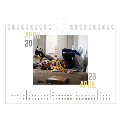 Fotokalender A5 Enkel — Dubblett text [April]