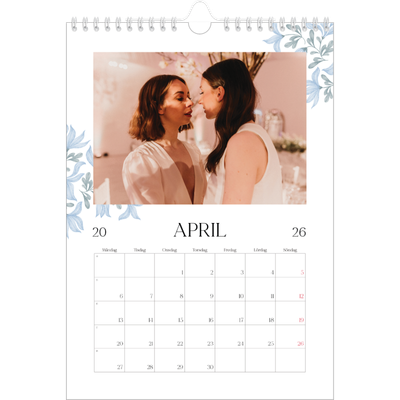 Fotokalender A4 Enkel (20 x 30 cm) — Elegant blommig [April]