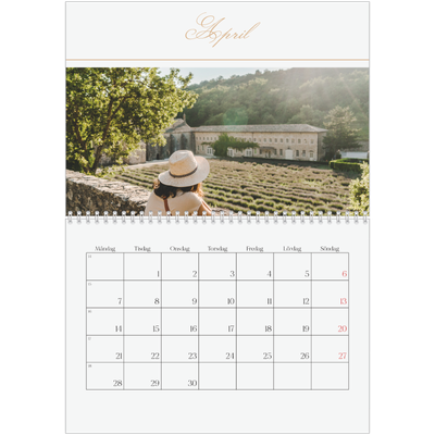 Fotokalender A3 Klassisk (30 x 40 cm) — Elegant guld [April]