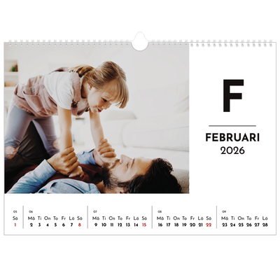 Fotokalender A3 Enkel — Bokstav i fokus [Februari]