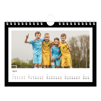 Fotokalender A5 Enkel — Svart bakgrund [April]