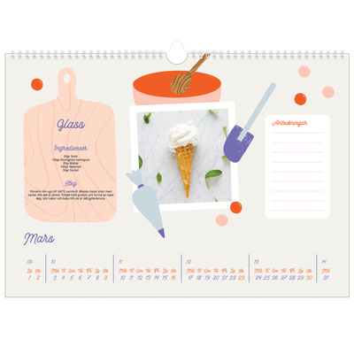 Fotokalender A3 Enkel — Året i recept [Mars]