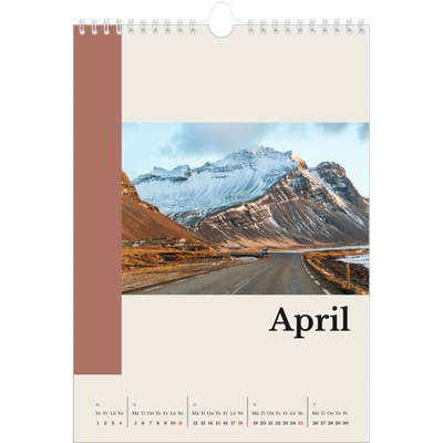 Fotokalender A4 Enkel (20 x 30 cm) — Världens sevärdheter [April]