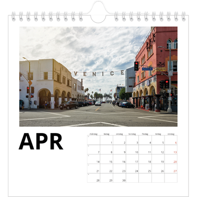Årskalender kvadratisk — Vit kalender [April]