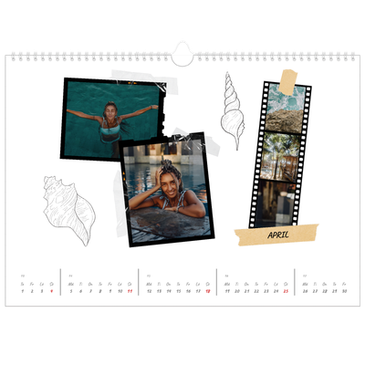 Fotokalender A3 Enkel — Scrapbook stil [April]