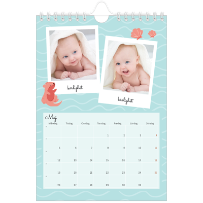 Fotokalender A5 Enkel — Söta djur [Maj]