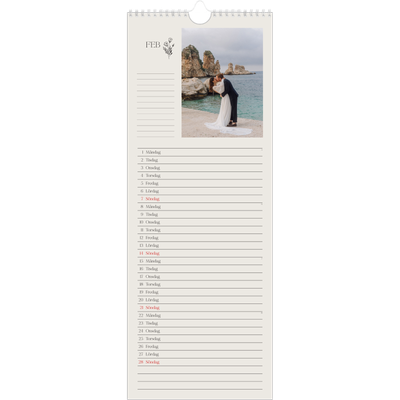 Fotokalender Smal  — Initialer i blom [Februari]