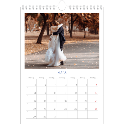 Fotokalender A4 Enkel (20 x 30 cm) — Koboltklassiker [Mars]