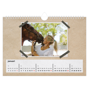 Fotokalender A4 Enkel — Naturmaterial och tejp