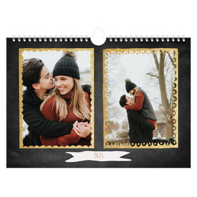 Fotokalender A4 Enkel — Ramar med glitter [omslag]