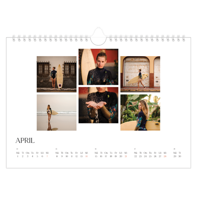 Fotokalender A4 Enkel — Surfing i solnedgången [April]