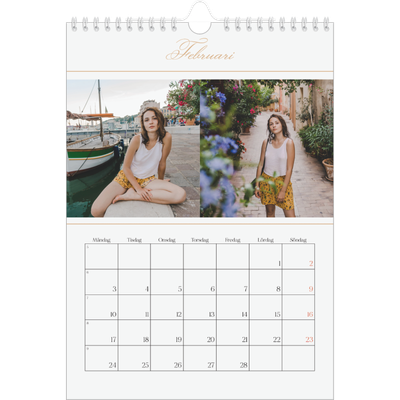 Fotokalender A4 Enkel (20 x 30 cm) — Elegant guld [Februari]
