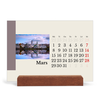 Skrivbordskalender med träställ - Liggande  — Världens sevärdheter [Mars]