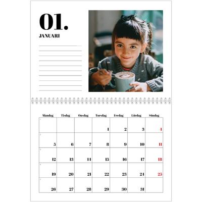 Fotokalender A3 Klassisk (30 x 40 cm) — Serif och ögonblick [Januari]