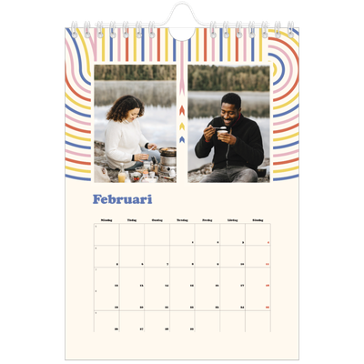 Fotokalender A5 Enkel — Retro ränder [Februari]