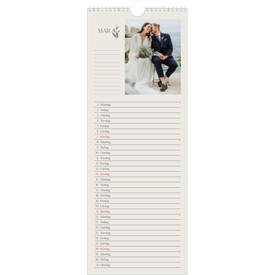 Fotokalender Smal  — Initialer i blom [Mars]