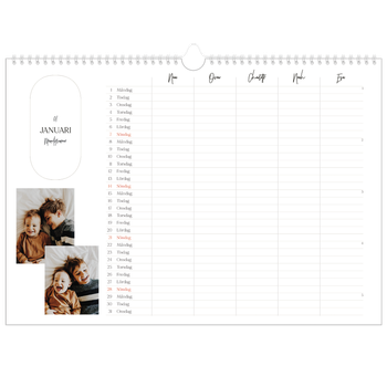 Fotokalender A3 Enkel — Planeraren - Familj på 5