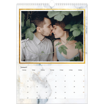 Fotokalender A3 Enkel — Guld och marmor