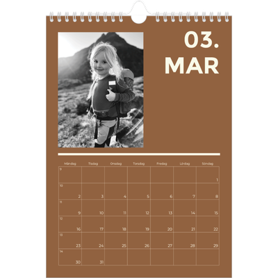 Fotokalender A4 Enkel (20 x 30 cm) — Modern och djärv [Mars]