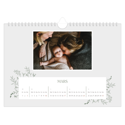 Fotokalender A4 Enkel — Handritade blommor [Mars]