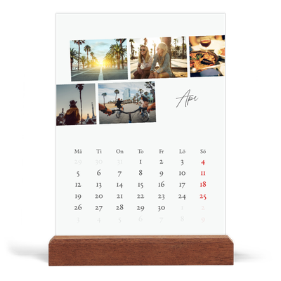 Skrivbordskalender med träställ - Stående — Stadssemester (vit) [April]