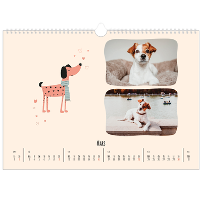 Fotokalender A3 Enkel — Hundtassar och klotter [Mars]