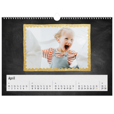 Fotokalender A3 Enkel — Ramar med glitter [April]