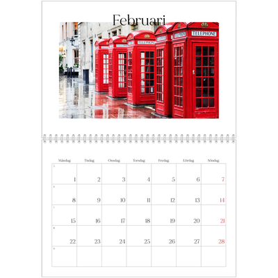 Fotokalender A3 Klassisk (30 x 40 cm) — Min reseskildring [Februari]