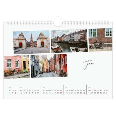 Fotokalender A4 Enkel — Stadssemester (vit) [Januari]