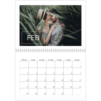 Fotokalender A3 Klassisk (30 x 40 cm) — Stor dato [Februari]