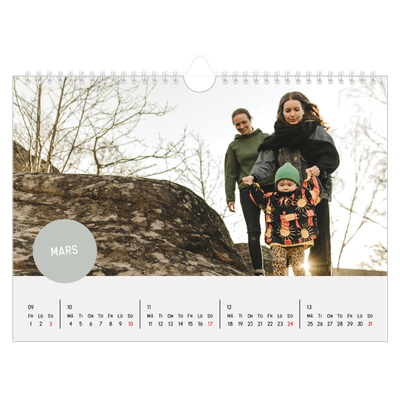 Fotokalender A4 Enkel — Fotoklistermärke [Mars]
