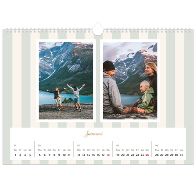 Fotokalender A3 Enkel — Skrift och ränder [Januari]