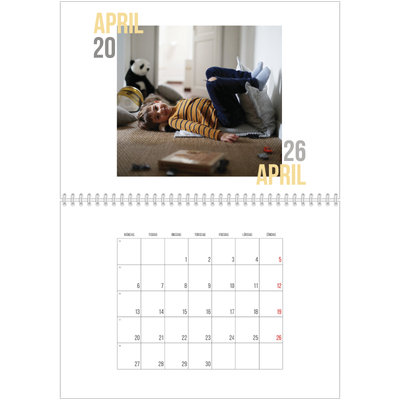 Fotokalender A3 Klassisk (30 x 40 cm) — Dubblett text [April]