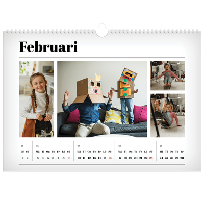 Fotokalender A3 Enkel — Tidningsstil [Februari]
